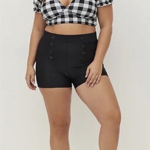 Torrid Ultra High Waist Button Detail Swim Short Black size 2X New with tags
